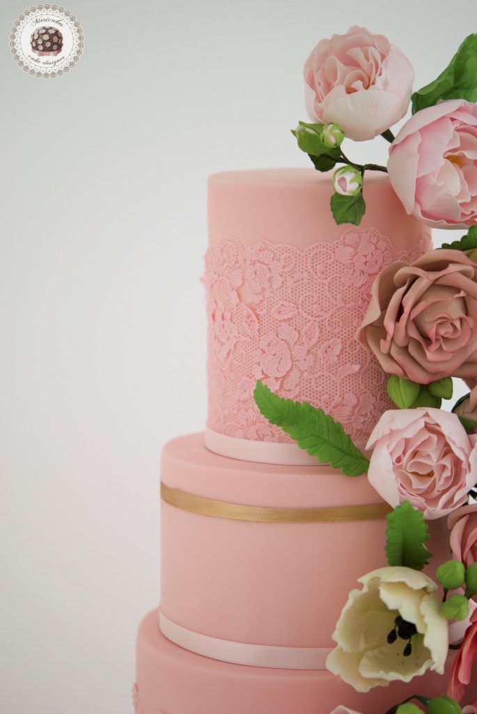 Mericakes, pink blooms, tarta de boda, sugar lace, encaje, tarta fondant, wedding flowers, floral couture wedding cake, barcelona, spain wedding, cake designer, cake decor, flores de azucar 10