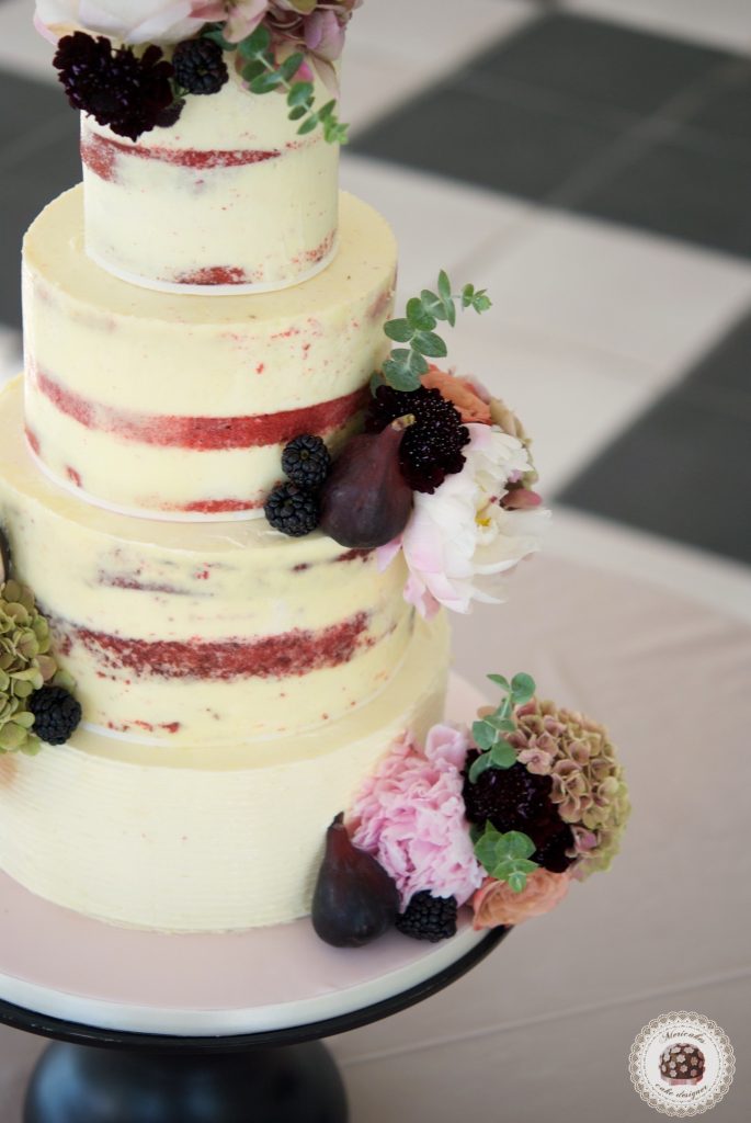 Peony Fruit Semi Naked Wedding Cake Mericakes Cake Designer