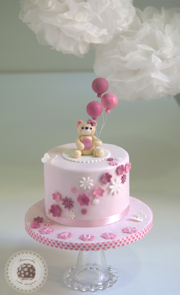 Teddy & Balloons Christening cake - Tarta bautizo osita