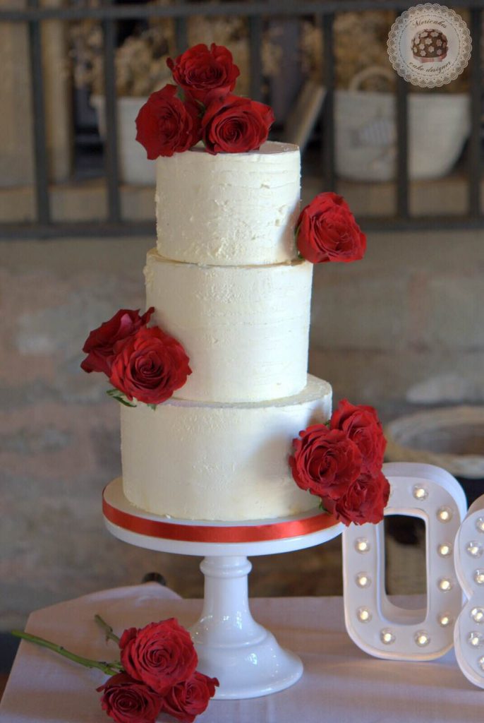 Red Roses Wedding Naked Cake- Tarta de boda