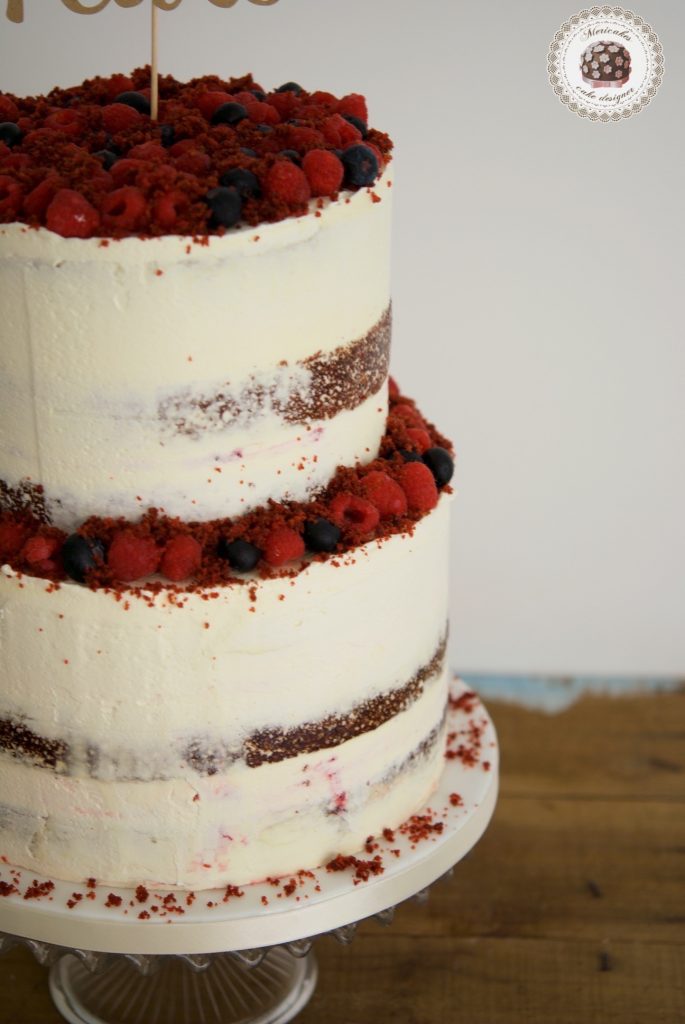Red Velvet cake, wedding cake, semi naked, tarta de boda, spain wedding, pastry, berries, barcelona, mericakes 3