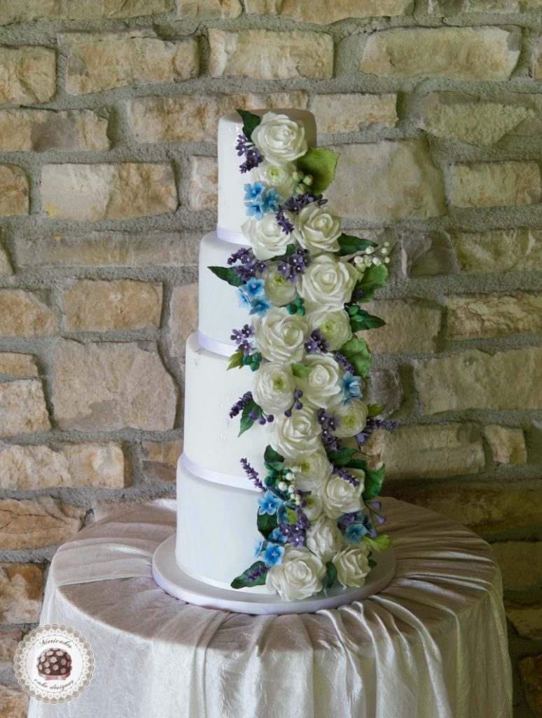Marble and Blossom Wedding Cake