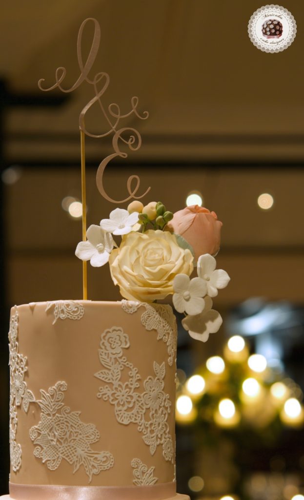 Lace and Roses Wedding Cake