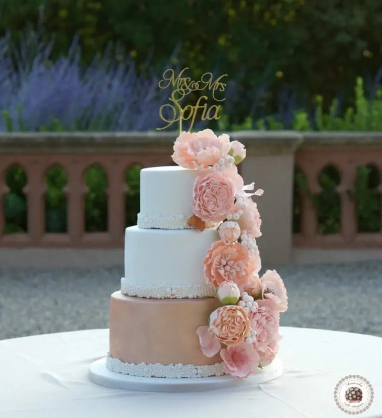 Peach Bouquet Wedding Cake