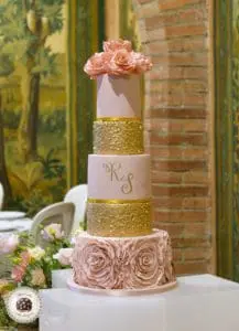 Ruffles and Sequins Wedding Cake