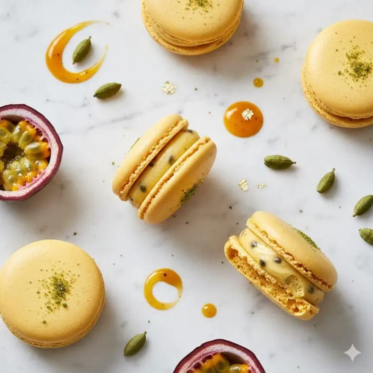 Maracuyá y cardamomo macarons