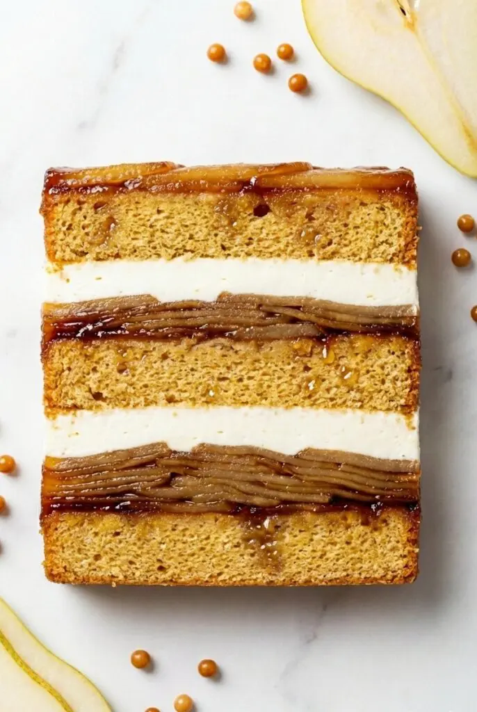 Tatin de pera al caramelo, yuzu y yogur