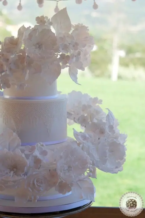 Floating floral cascade Wedding Cake