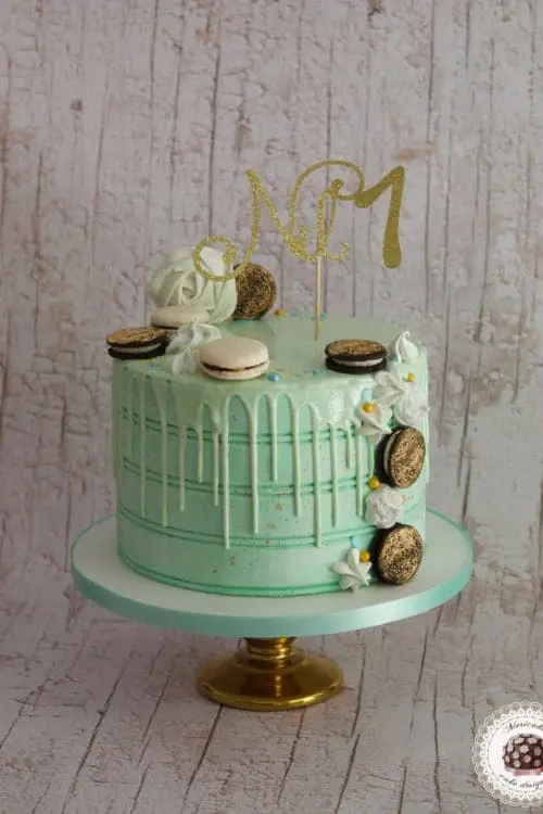 Mint and Gold Drip Cake
