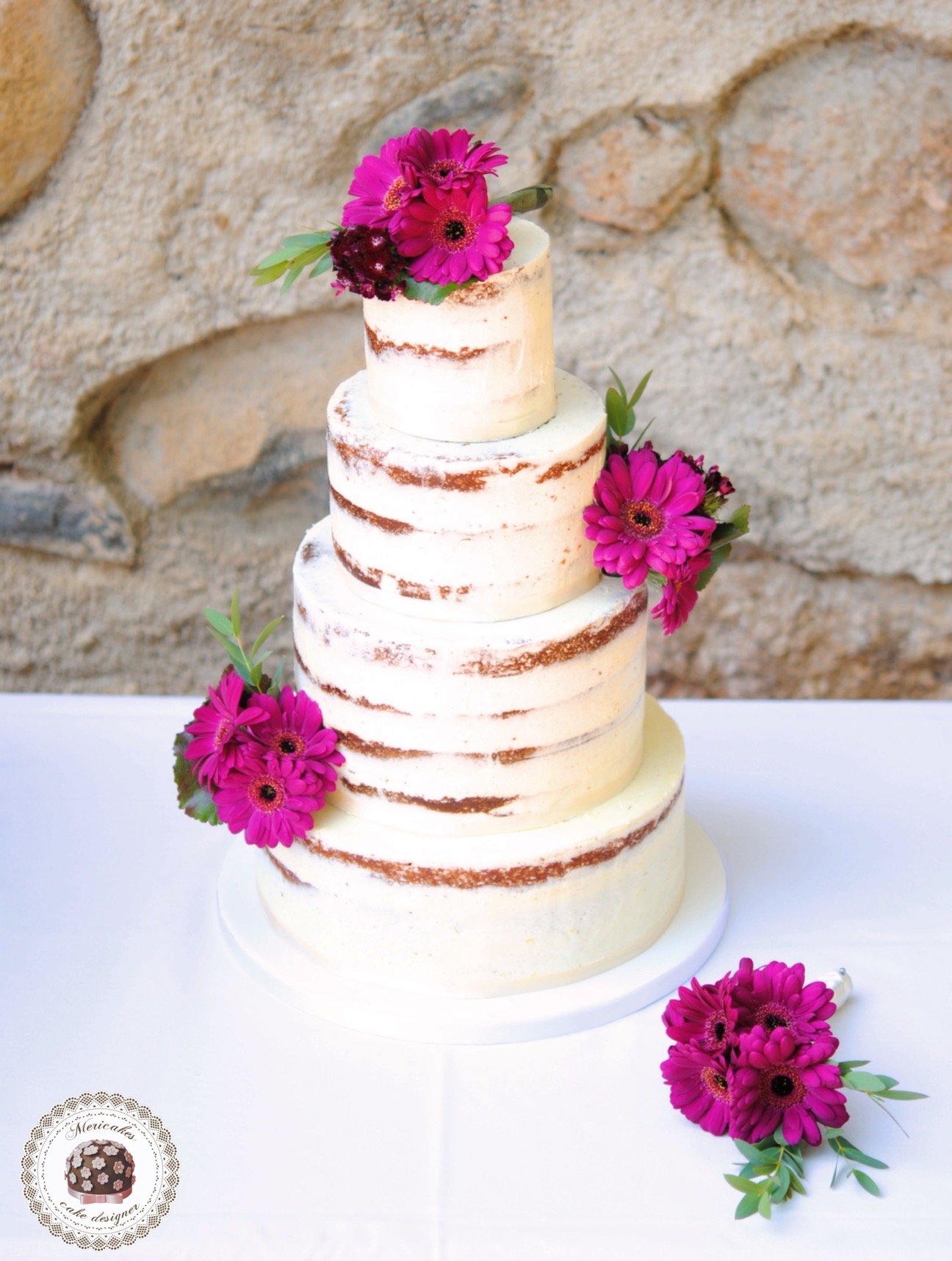 Gerbera Wedding Naked Cake - Tarta de Boda - Mericakes - Cake Designer