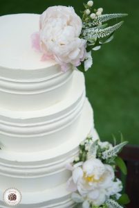Stripes & Blooms Cream Wedding Cake