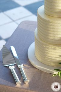 Cream stripes wedding cake