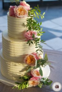 Cream stripes wedding cake