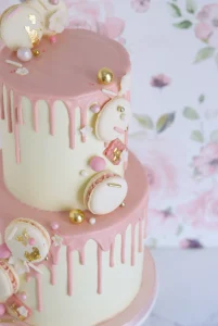 Blush Macaron Drip Cake