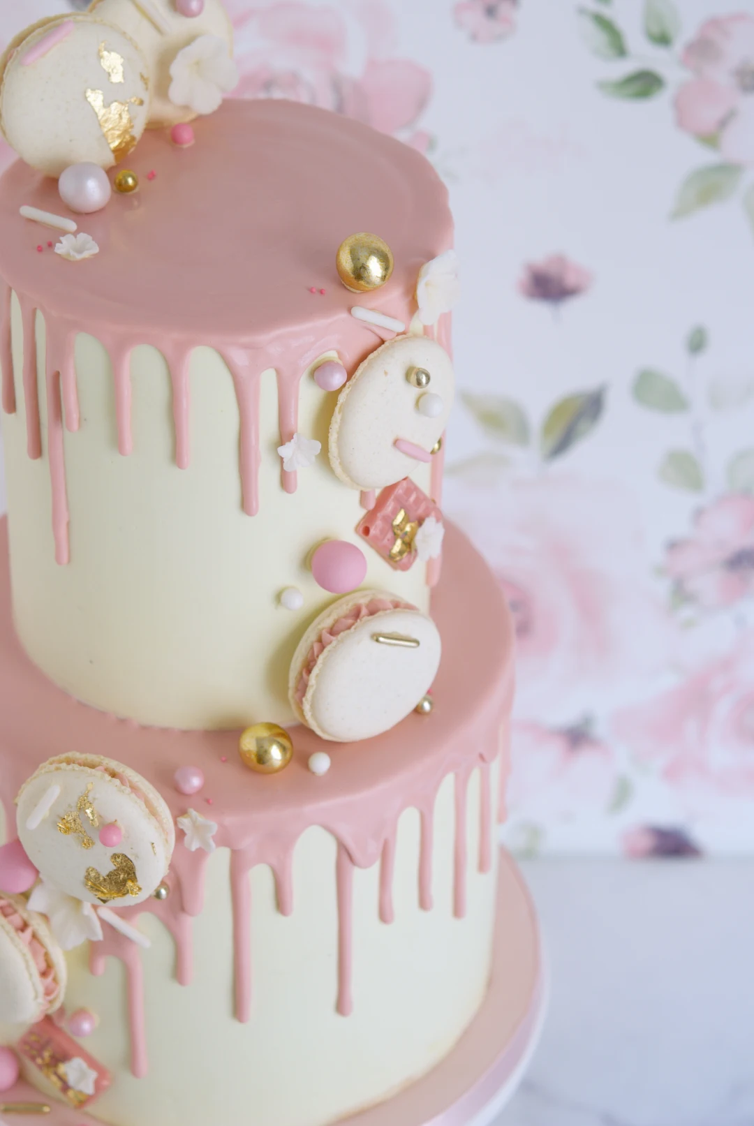 Blush Macaron Drip Cake