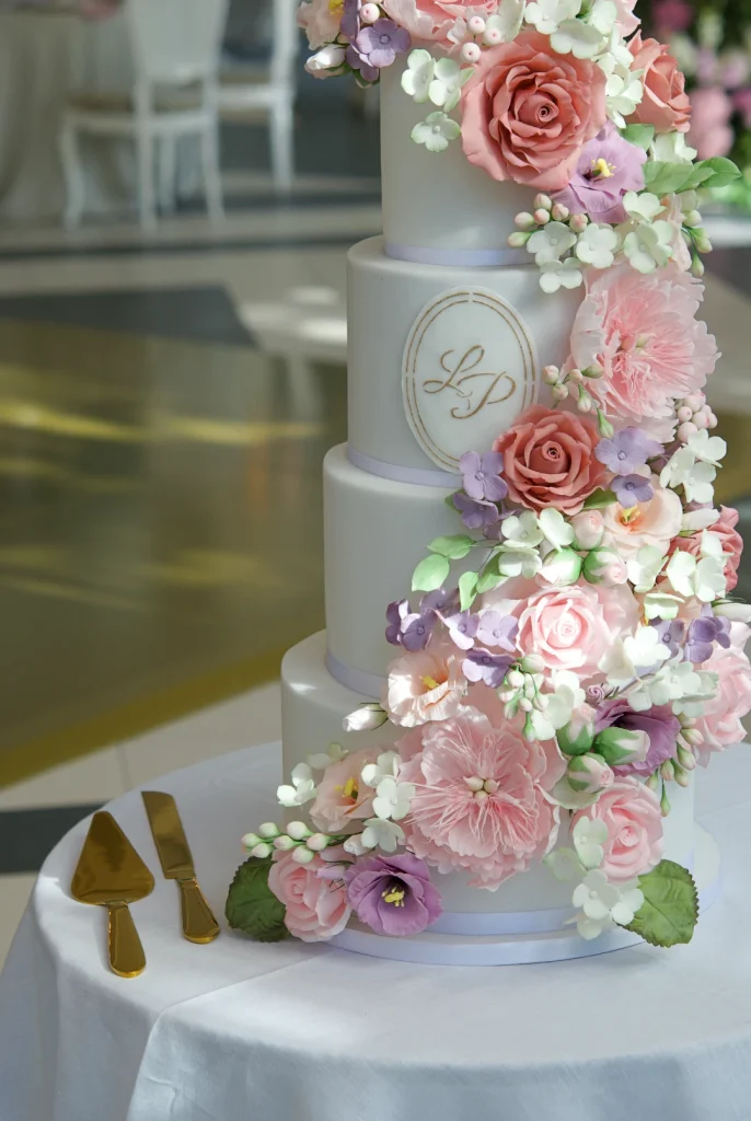 Wedding cake with more than 150 sugar flowers Barcelona