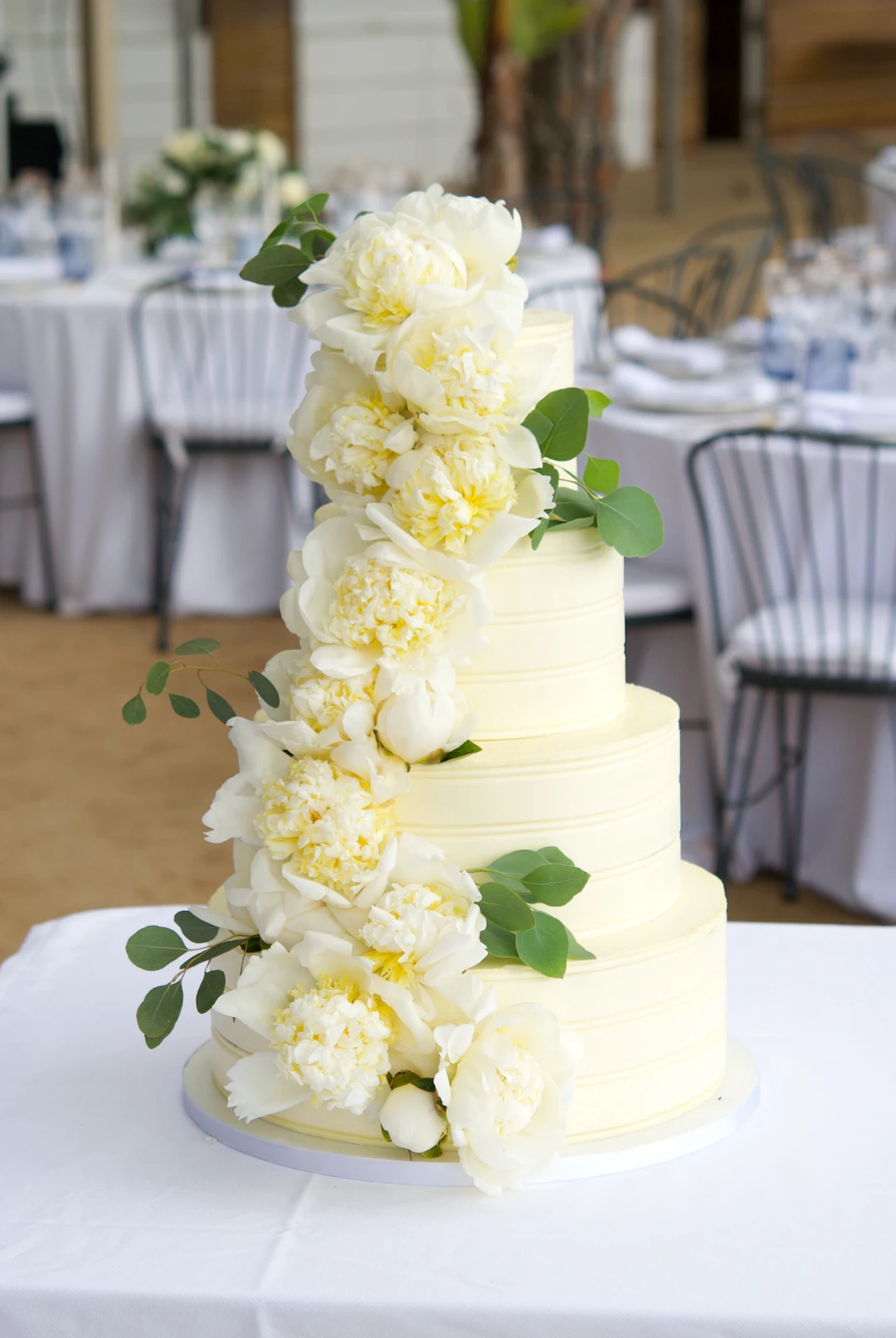 Peony explosion wedding cake