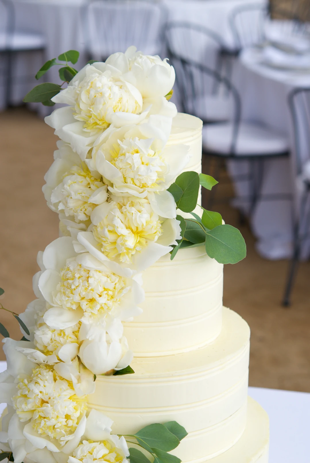 Peony explosion wedding cake