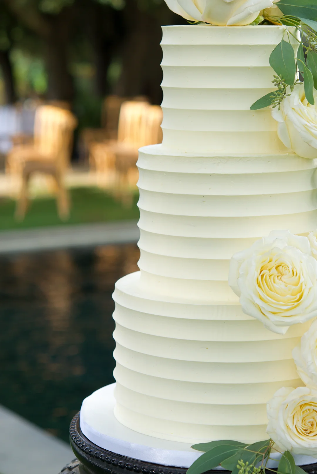 Roses and Comb Wedding Cake