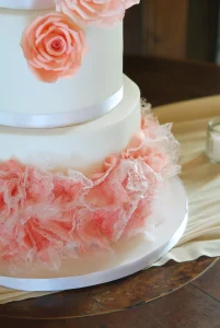 Roses Waterfall Wedding Cake