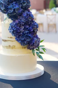 Hydrangea Semi Naked Wedding Cake