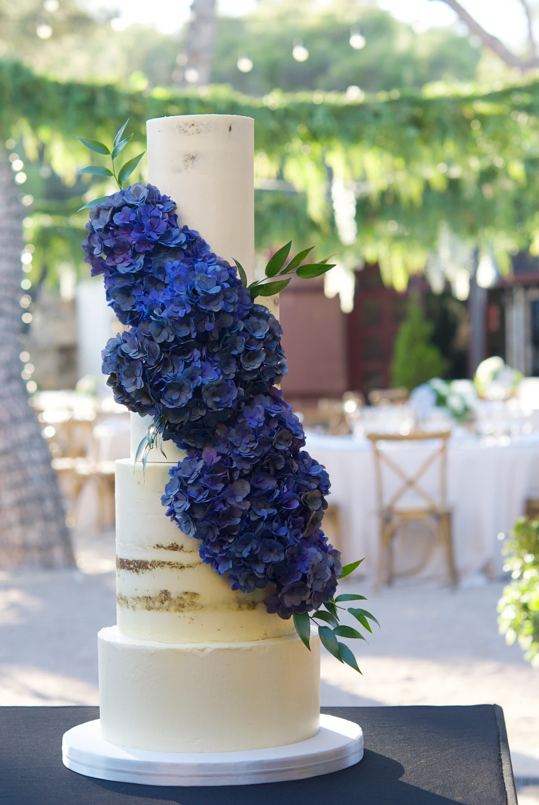 Hydrangea Semi Naked Wedding Cake