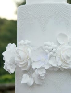 Lace Blooms Wedding Cake