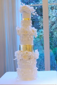 Opulence floral lace wedding cake