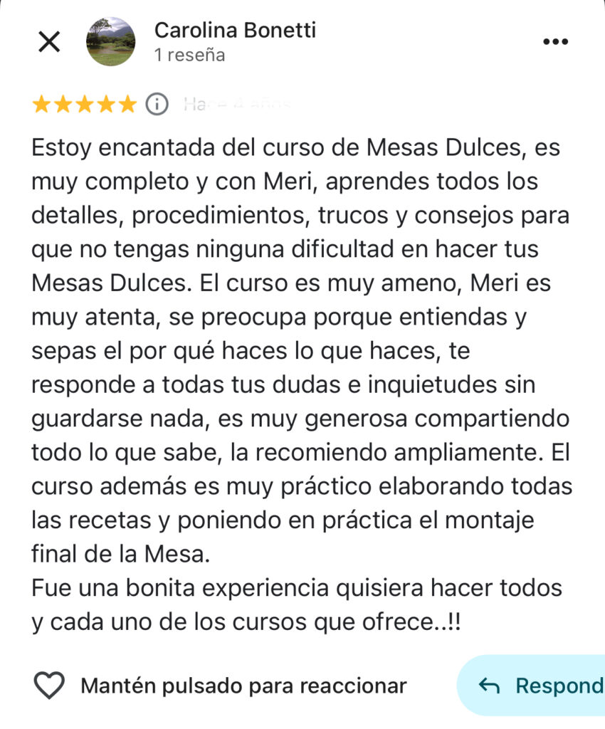 opinion curso mesas dulces mericakes barcelona
