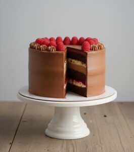 Tarta vegana chocolate frambuesa y vainilla