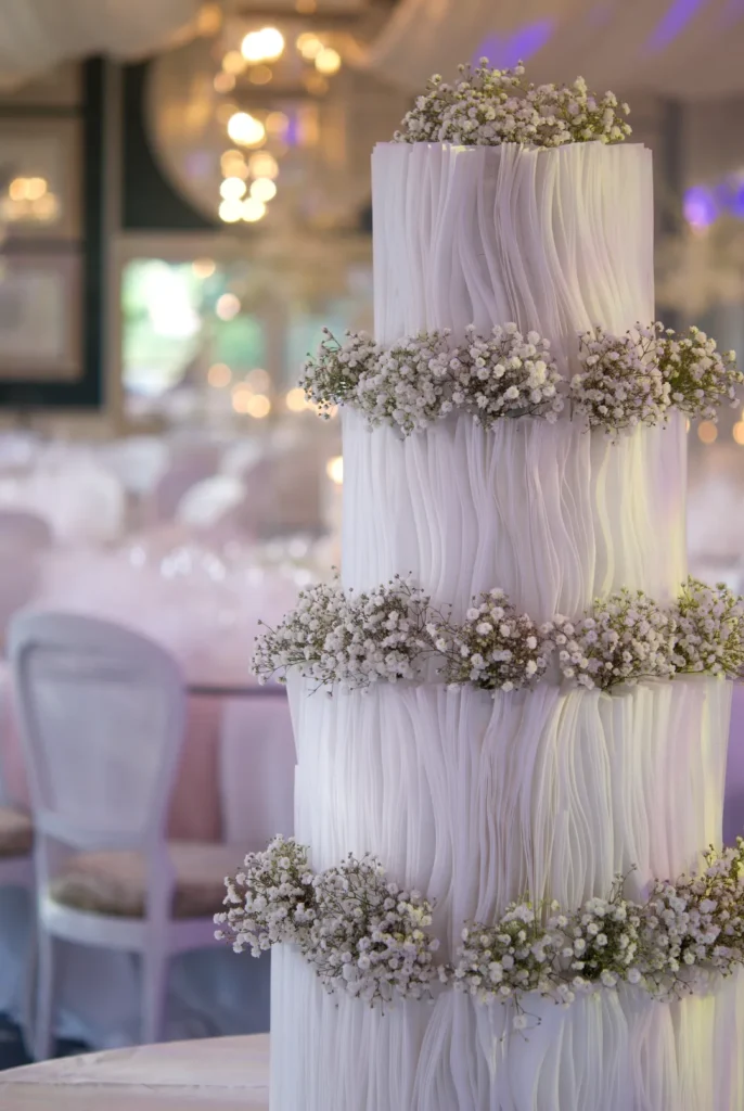 Handcrafted wafer paper wedding cake created by Mericakes in Barcelona