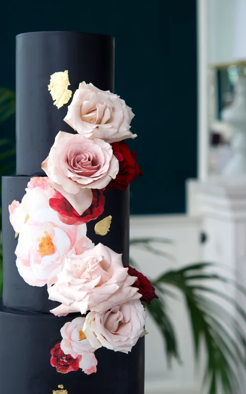 Black wedding cake, painting roses cake, tarta de boda, mericakes, chocolate cake, fondant cake, roses wedding cake, pasteleria barcelona,12