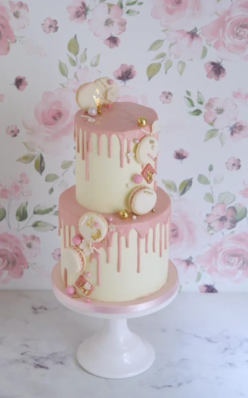 Blush Macaron Drip Cake