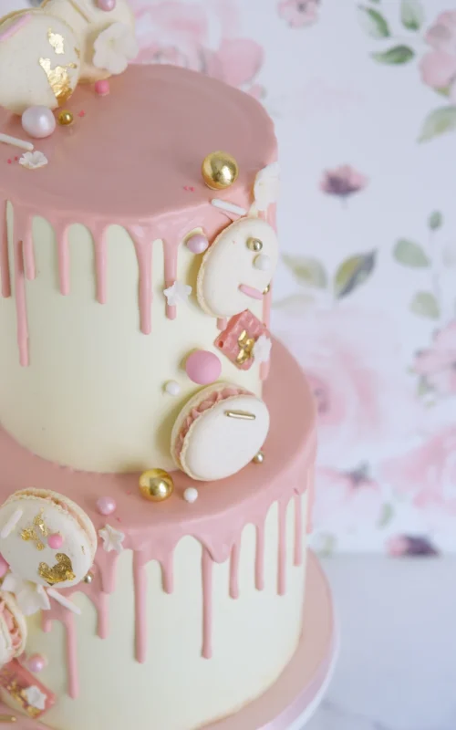 Blush Macaron Drip Cake