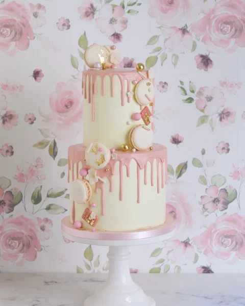 Blush Macaron Drip Cake