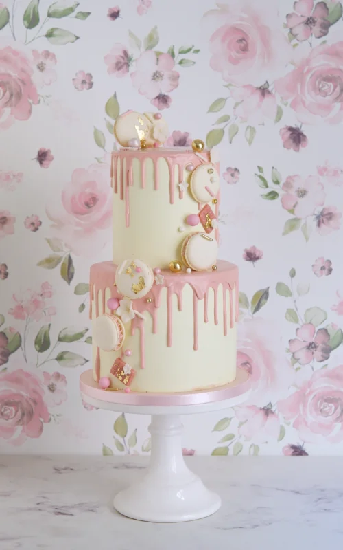 Blush Macaron Drip Cake