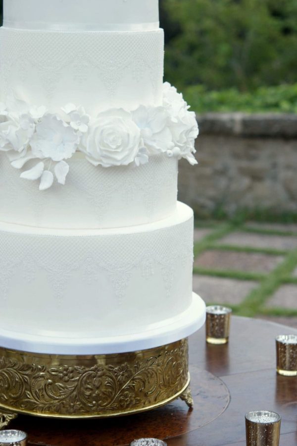 Lace Blooms Wedding Cake