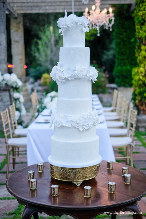 Lace Blooms Wedding Cake