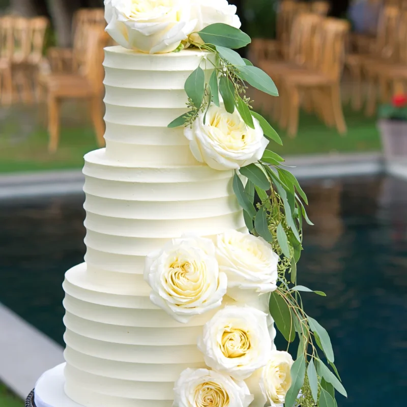 Roses and Comb Wedding Cake