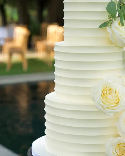 Roses and Comb Wedding Cake