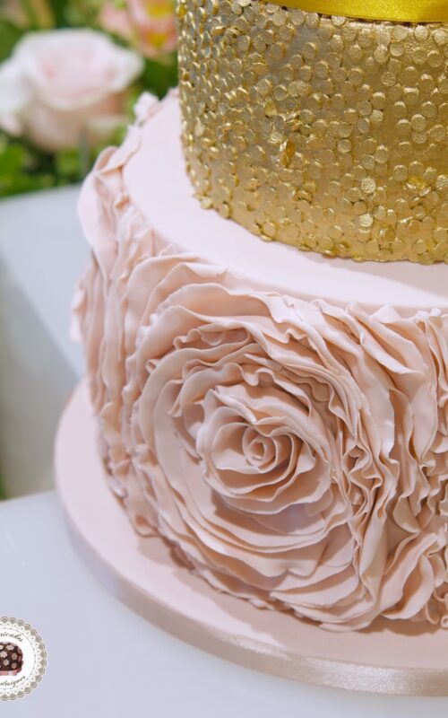 Ruffles and sequins wedding cake