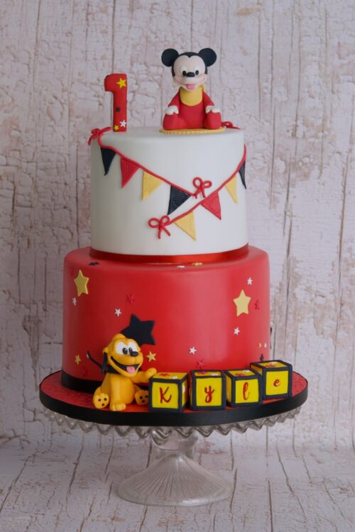 Tarta Mickey y Pluto, baby mickey, baby pluto, mickey cake, baby cake, tartas fondant, tarta sin huevo, tarta sin lactosa, eggless cake, red velvet cake, 2
