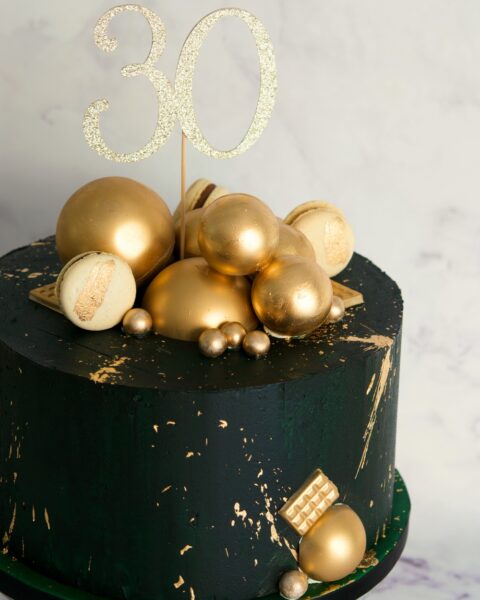 Gold and green cake