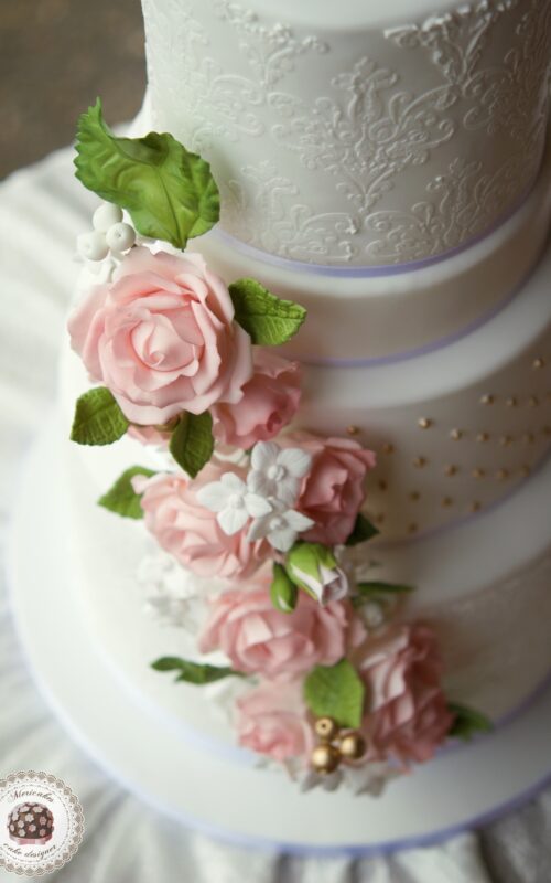 Roses and Hydrangeas Wedding Cake, WEDDING CAKE, tarta de boda, cake artist, damask, sugar flowers, flores de aucar, hortensias, rosas, lemon curd, fondant, barcelona, mericakes 4