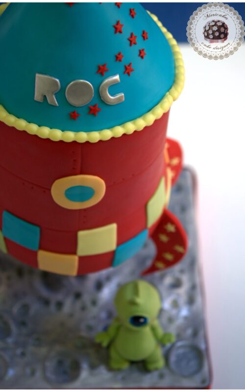 cohete espacial, rocket, cake, kewpie, alien, chocolate, tartas barcelona, fondant, tartas infantiles, tarta 3D, (4)