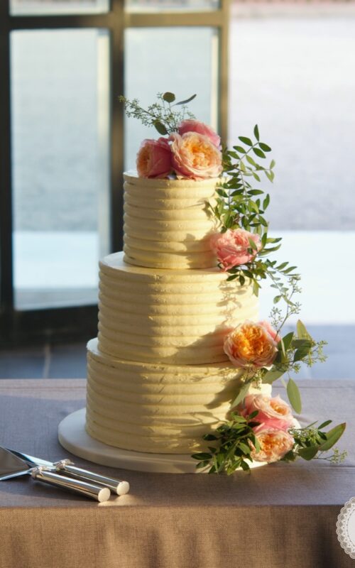 Cream Stripes Wedding Cake