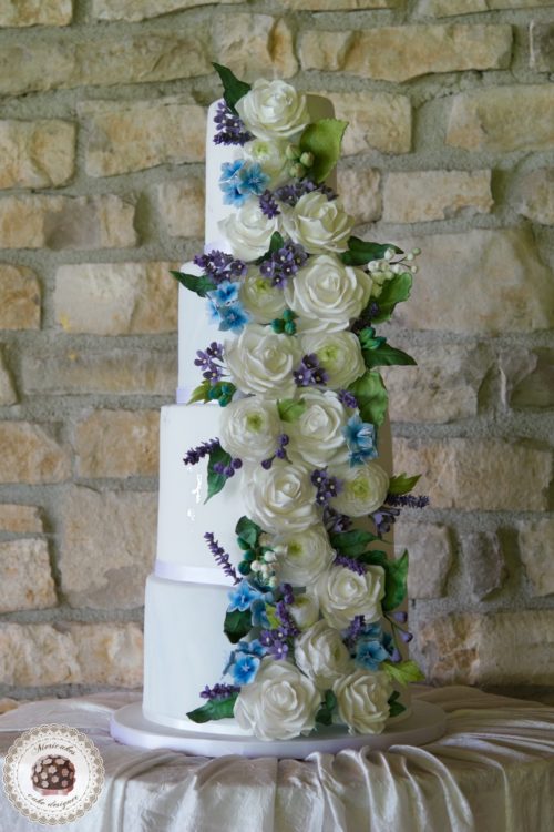 Marble and Blossom Wedding Cake