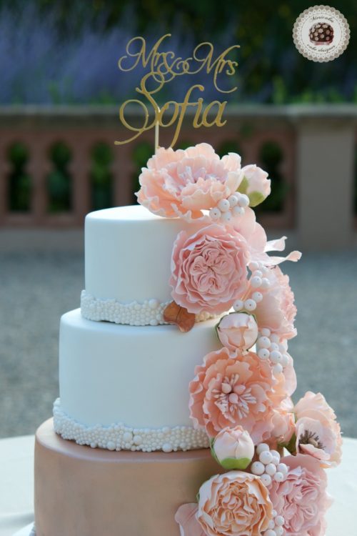 Peach Bouquet Wedding Cake